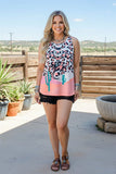 Western Cowboy leopard sleeveless women's boutique tank top Southern Stitch XCH12425 (GS12)