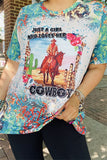 XCH12442 JUST A GIRL WHO LOVES HER COWBOY hiding horse multi color PT IS13