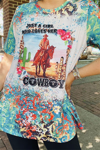 XCH12442 JUST A GIRL WHO LOVES HER COWBOY hiding horse multi color PT IS13