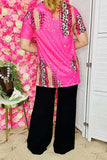 Women's t-shirt wholesale "DESERT VIBES" cactus printed short sleeve pink top XCH12443