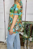 Wholesale women's  t-shirt Turquoise bull skull & Aztec printed short sleeve top XCH12473 (GS8)