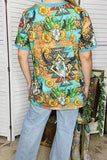 Wholesale women's  t-shirt Turquoise bull skull & Aztec printed short sleeve top XCH12473 (GS8)