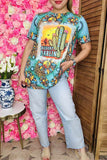Plus t-shirt wholesale DESERT DARLIN cactus prints w/ short sleeves XCH12491 (GS2)