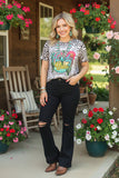 HOWDY BABE leopard & cactus printed short sleeve t-shirt XCH12575 IS22