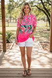 Western pink leopard short sleeve women's boutique top Southern Stitch XCH13057 GS2