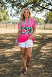 Western pink leopard short sleeve women's boutique top Southern Stitch XCH13057 GS2