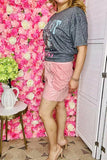 Women's shorts wholesale Pink leather & suede with rhinestone XCH13255