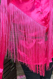 Southern Stitch Western Pink button up long sleeve blouse w/fringe tassels XCH13345 (FS7)