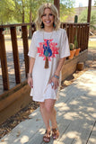 Cowboy riding a horse beige printed dress XCH13464 HS2 HS3