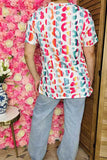 T-shirt wholesale "MAMA" & Flower colorful leopard short sleeves women tops XCH13472