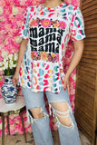 T-shirt wholesale "MAMA" & Flower colorful leopard short sleeves women tops XCH13472