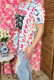 T-shirt wholesale "MAMA" & Flower colorful leopard short sleeves women tops XCH13472
