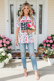 T-shirt wholesale "MAMA" & Flower colorful leopard short sleeves women tops XCH13472 (IS3)