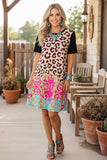 Western Leopard & Paisley patchwork women boutique dress XCH13791 (BS1)