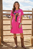 WALLEN & Riding horse prints short sleeves women dress XCH13891 (BS11)
