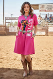 WALLEN & Riding horse prints short sleeves women dress XCH13891 (BS11)