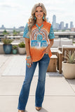 Western turquoise jewel & leopard orange women's boutique top XCH14061 (BS9)