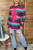 Western paisley christmas tree & serape long sleeve women top XCH14175 I8