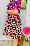 XCH14267 Colorful leopard prints short sleeve women dress