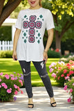 Southern women's clothing suppliers Turquoise & Pink Aztec printed short sleeve top XCH14333 (AS11)
