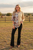 Western horse & tan short sleeve women's boutique top XCH14343 (HS2)