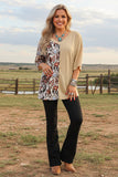 Western horse & tan short sleeve women's boutique top XCH14343 (HS2)
