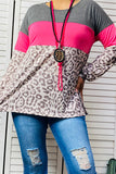 Grey & Pink & Leopard printed color block women top XCH14465