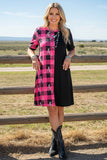 Western half pink plaid & horse riding & black women dress XCH14543 IS10/Afloor