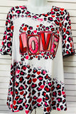 XCH14606 LOVE leopard printed short sleeve t-shirt