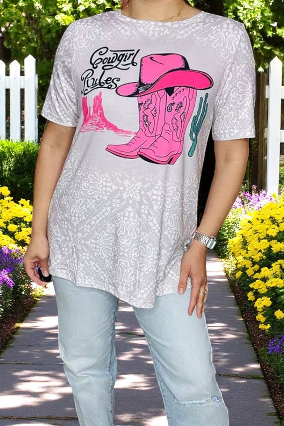 Western women clothing suppliers Boots cowgirl rules & paisley printed w/hort sleeves XCH14679 (GS3)