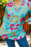 Western girls's clothing suppliers Leoaprd glitter prints short sleeve women top XCH14699 (ES6)
