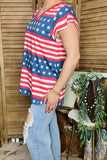 Plus size t-shirt 4th July USA flag star red striped printed short sleeves women tops XCH14727