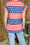 Plus size t-shirt 4th July USA flag star red striped printed short sleeves women tops XCH14727