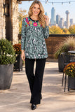 Clearance--Western Floral embroidery leopard women's boutique top XCH14775 ES9