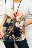 XCH14838 Floral printed short sleeve women top