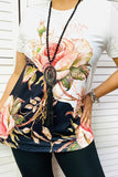 XCH14838 Floral printed short sleeve women top IS1