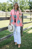 Western pink & cowboy patchwork baby-doll women's boutique blouse XCH14892 CS6