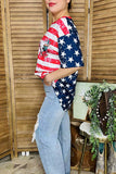T-shirt wholesale Bull skull printed Red striped & stars & short sleeves women tops XCH14955