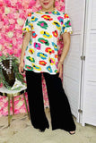 Women top wholesale Multi-color leopard printed ruffle & short sleeves XCH15121 (FS2)