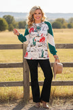 Western riding horse & cactus raglan long sleeve women's boutique blouse XCH15183 ES9