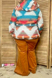 Aztec printed long sleeve hoodie women coat w/front pocket XCH15212