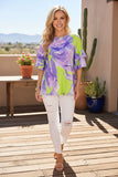 Plus size women's clothing wholesale purple & green tops XCH15249 IS5