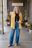 Western yellow long sleeve women's boutique blouse w/buttons-up XCH15255 (AS15)