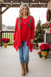Western checkered red lace irregular women's boutique vest XCH15320 IS4