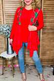 Red/green checkered red lace irregular bottom women vest/cardigan XCH15320 BS4/BS5