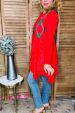 Red/green checkered red lace irregular bottom women vest/cardigan XCH15320 BS4/BS5