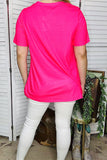 Western women's t-shirt Fuchsia & Paisley & Dots prints w/ short sleeves XCH15330