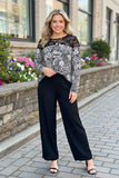 Western paisley printed & lace long sleeve women tops XCH15457