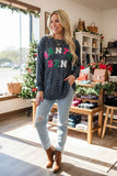 Western "SANTA SZN" leopard long sleeve women's boutique blouse XCH15610