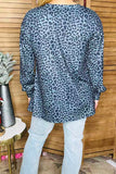 "SANTA SZN" embroidery leopard printed long sleeve women blouse XCH15610